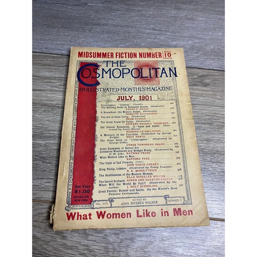 Vintage July 1901 The Cosmopolitan Magazine Bram Stoker Bret Harte Vol 31 No 3‎